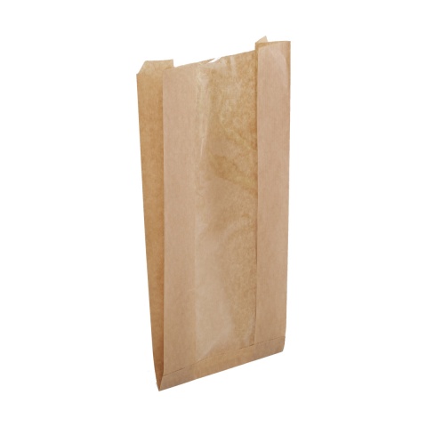 Torba papierowa fałdowa szara z oknem 320x50x180 1000szt