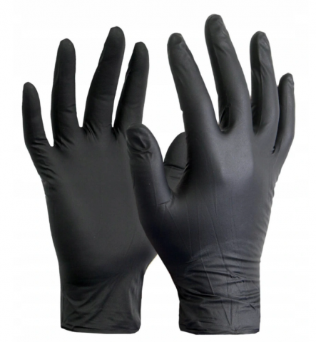 Rękawice nitrylowe czarne rozmiar S 100 sztuk