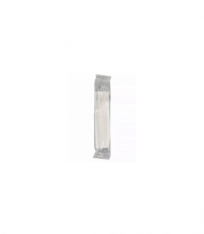 Plastikowy wielorazowy komplet widelec+nóż+serwetka transparent PS