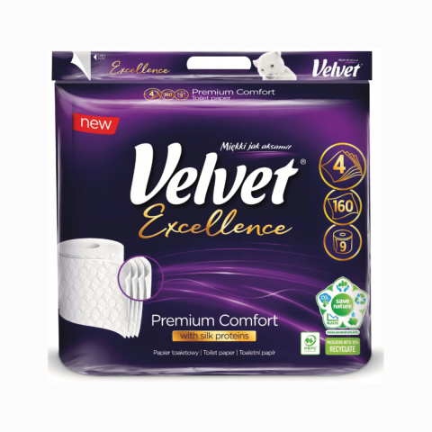 PAPIER TOALETOWY 4W 20MB CELULOZA 9 ROLEK VELVET EXCELLENCE