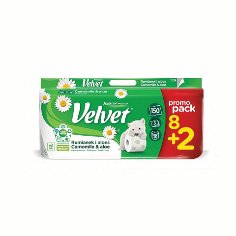 PAPIER TOALETOWY 3W 18,5MB CELULOZA 8+2 ROLEK VELVET RUMIANEK