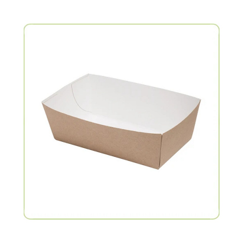 Kraft tacka papierowa SNACK TRAY 4 BOKI 120x60x40 brązowo biała