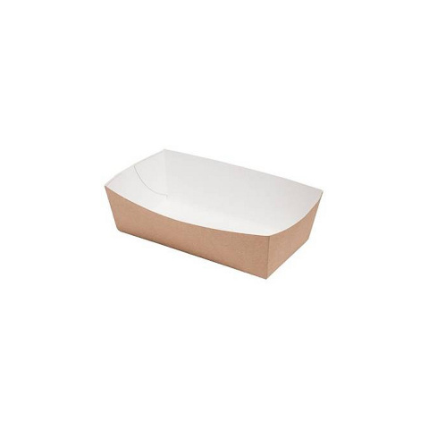 Kraft tacka papierowa SNACK TRAY 4 BOKI 140x80x55 brązowo biała