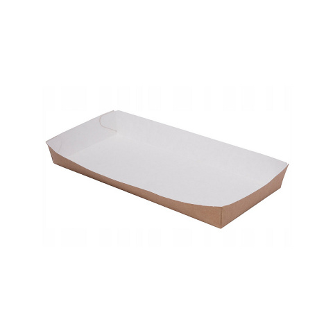 Kraft tacka papierowa SNACK TRAY 4 BOKI 200x90x25 brązowo biała