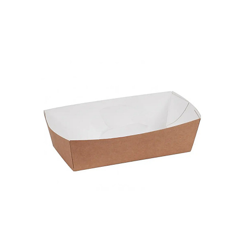 Kraft tacka papierowa SNACK TRAY 4 BOKI 180x120x45 brązowo biała