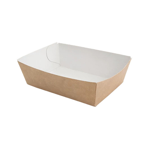 Kraft tacka papierowa SNACK TRAY 4 BOKI 90x60x30 brązowo biała