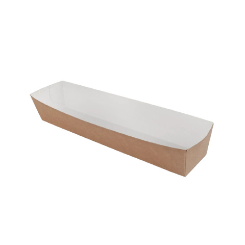 Kraft tacka papierowa SNACK TRAY 4 BOKI 210x40x35 brązowo biała