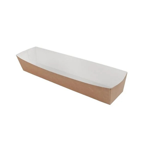 Kraft tacka papierowa SNACK TRAY 4 BOKI 270x65x40 brązowo biała