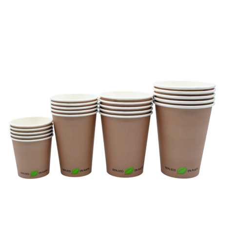 Kubek papierowy BEZ SUP kraft napis 100% eco 0% plastic 300ml 90mm