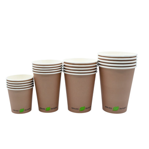 Kubek papierowy BEZ SUP kraft napis 100% eco 0% plastic 250ml 80mm